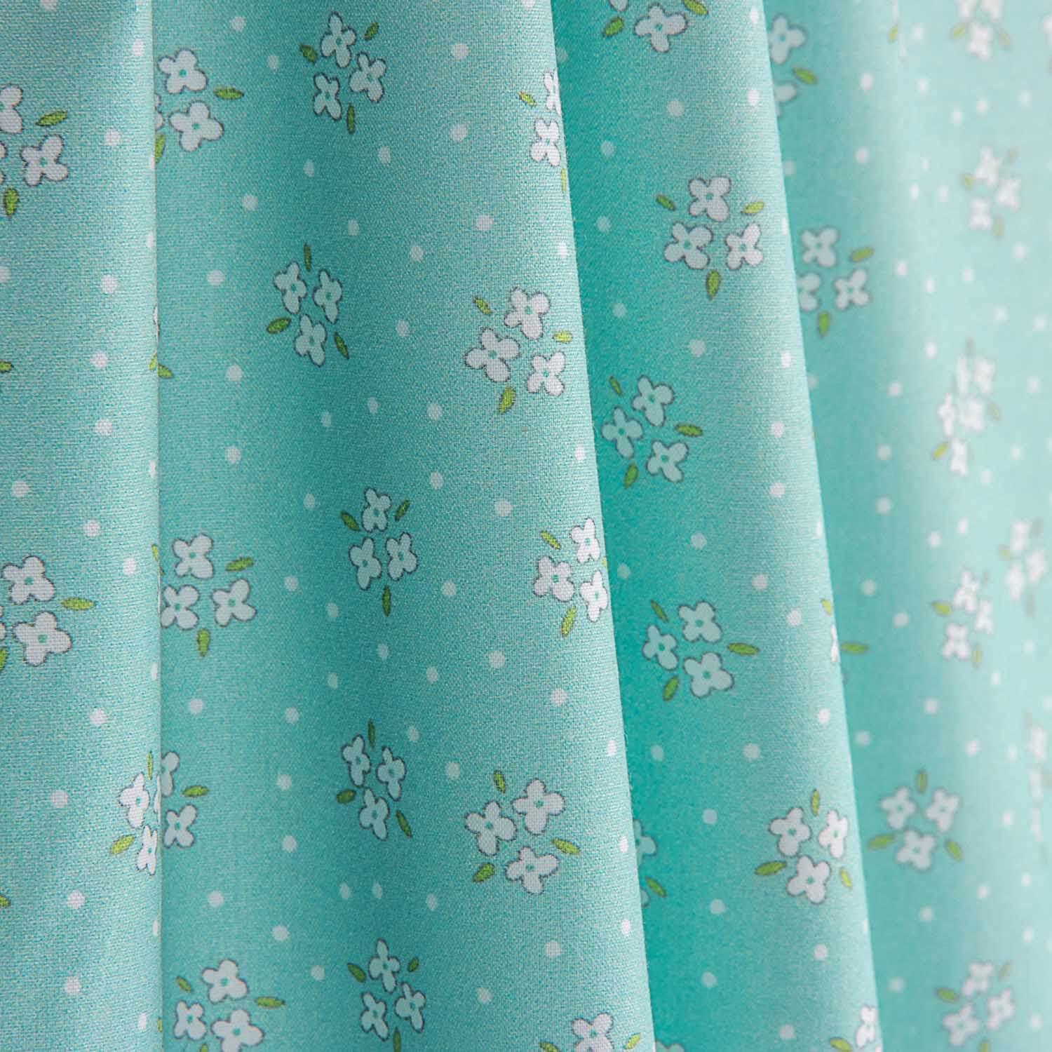 Percal Estampado Ramilletes Blanco Verde Agua - Ribes y Casals