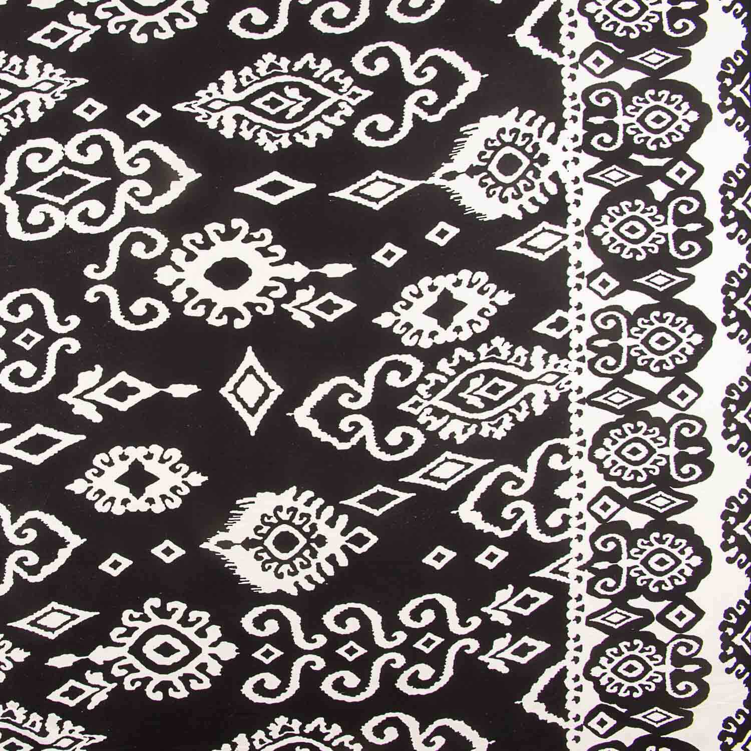 Viscosa Estampado Étnico con Cenefa Negro - Ribes y Casals