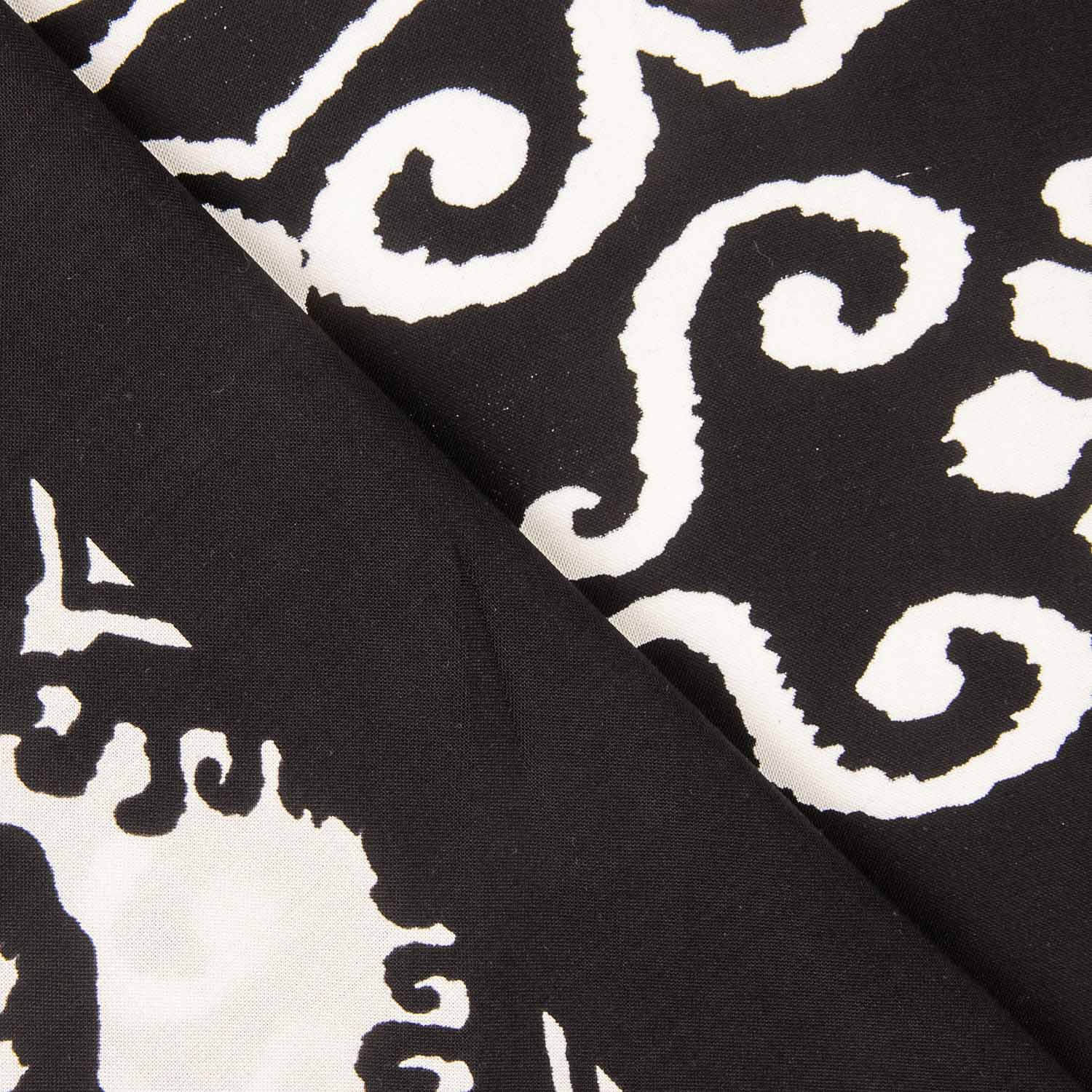 Retal Viscosa Estampado Étnico con Cenefa Negro - Varias medidas x ancho de 140 cm - Ribes y Casals