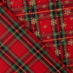 Popelín Navidad Tartan Copos Dorados - Ribes y Casals
