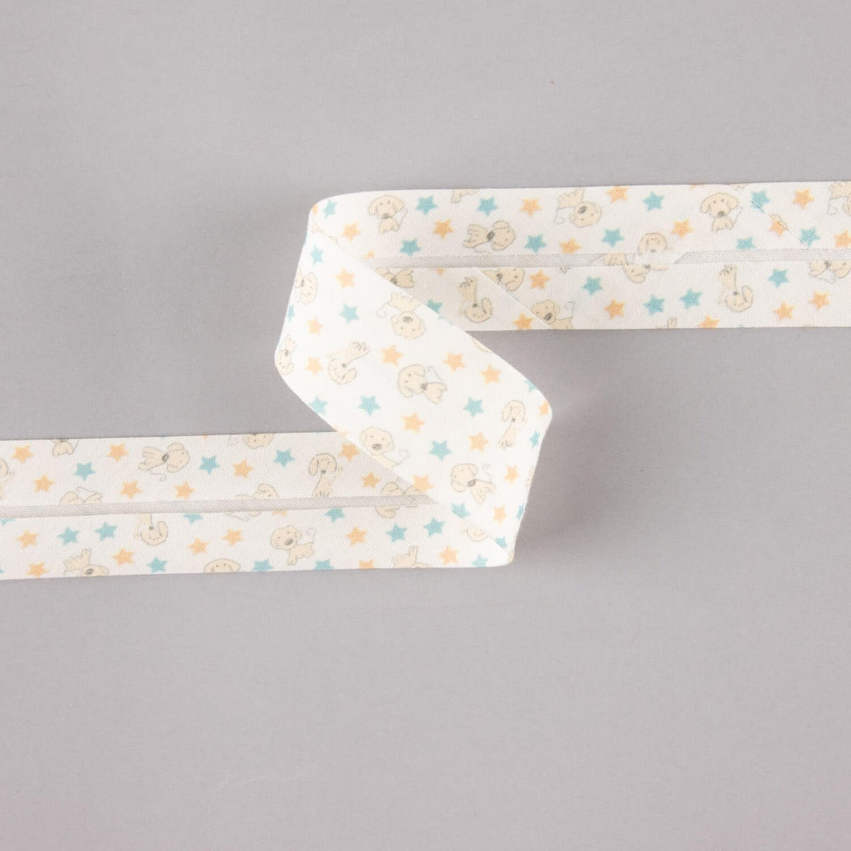 Cinta Bies Perrito Estrellas Azul-Naranja 18 mm - Ribes y Casals