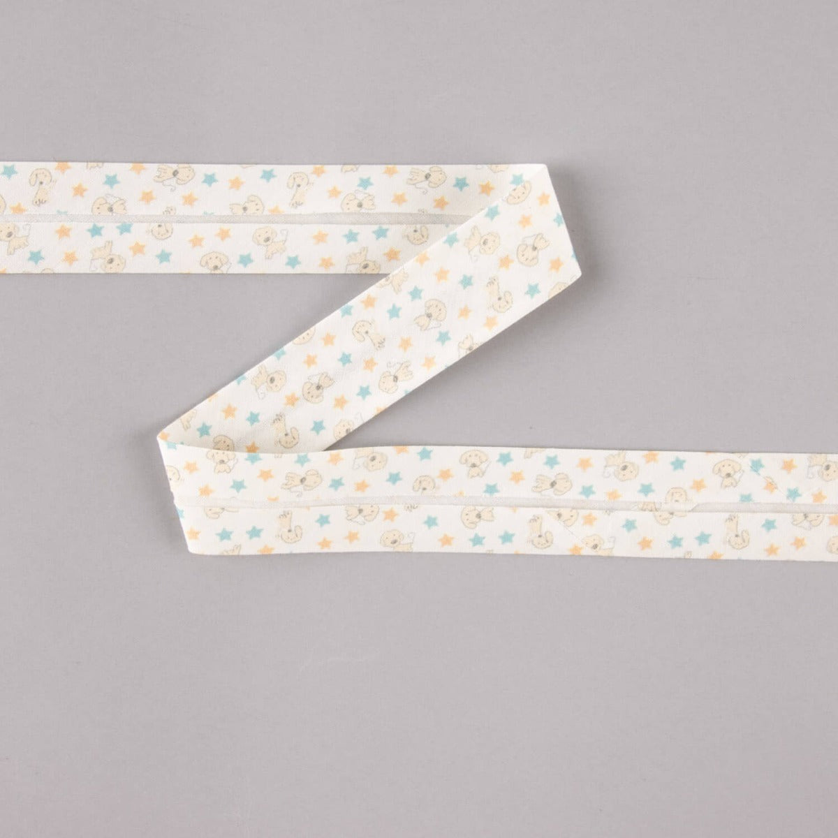 Cinta Bies Perrito Estrellas Azul-Naranja 18 mm - Ribes y Casals