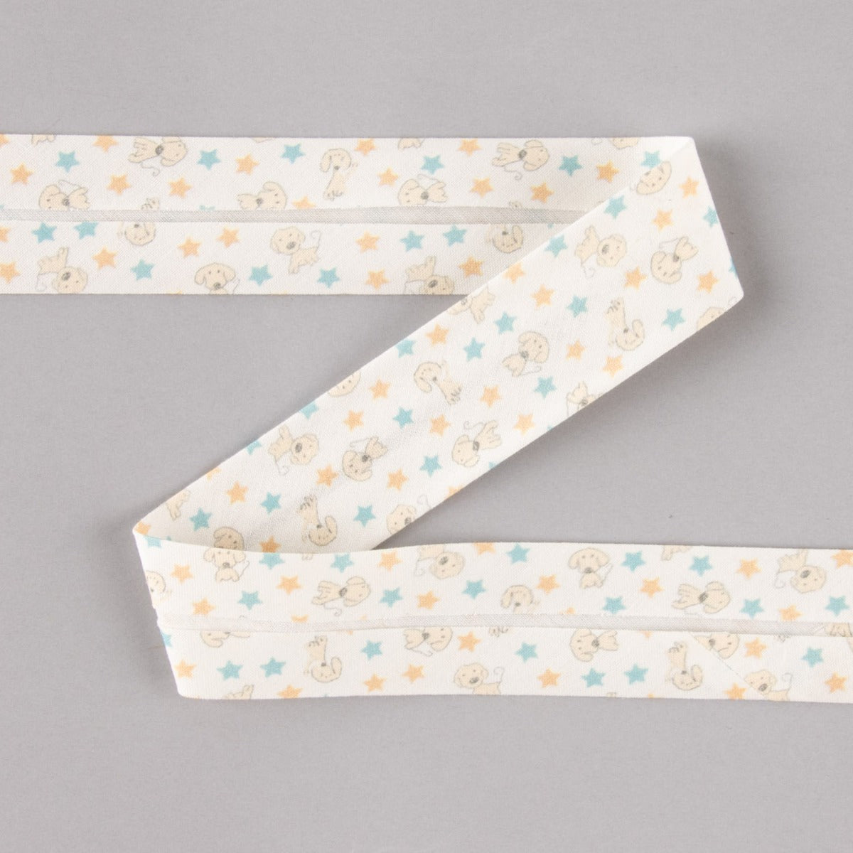 Cinta Bies Perrito Estrellas Azul-Naranja 30mm - Ribes y Casals