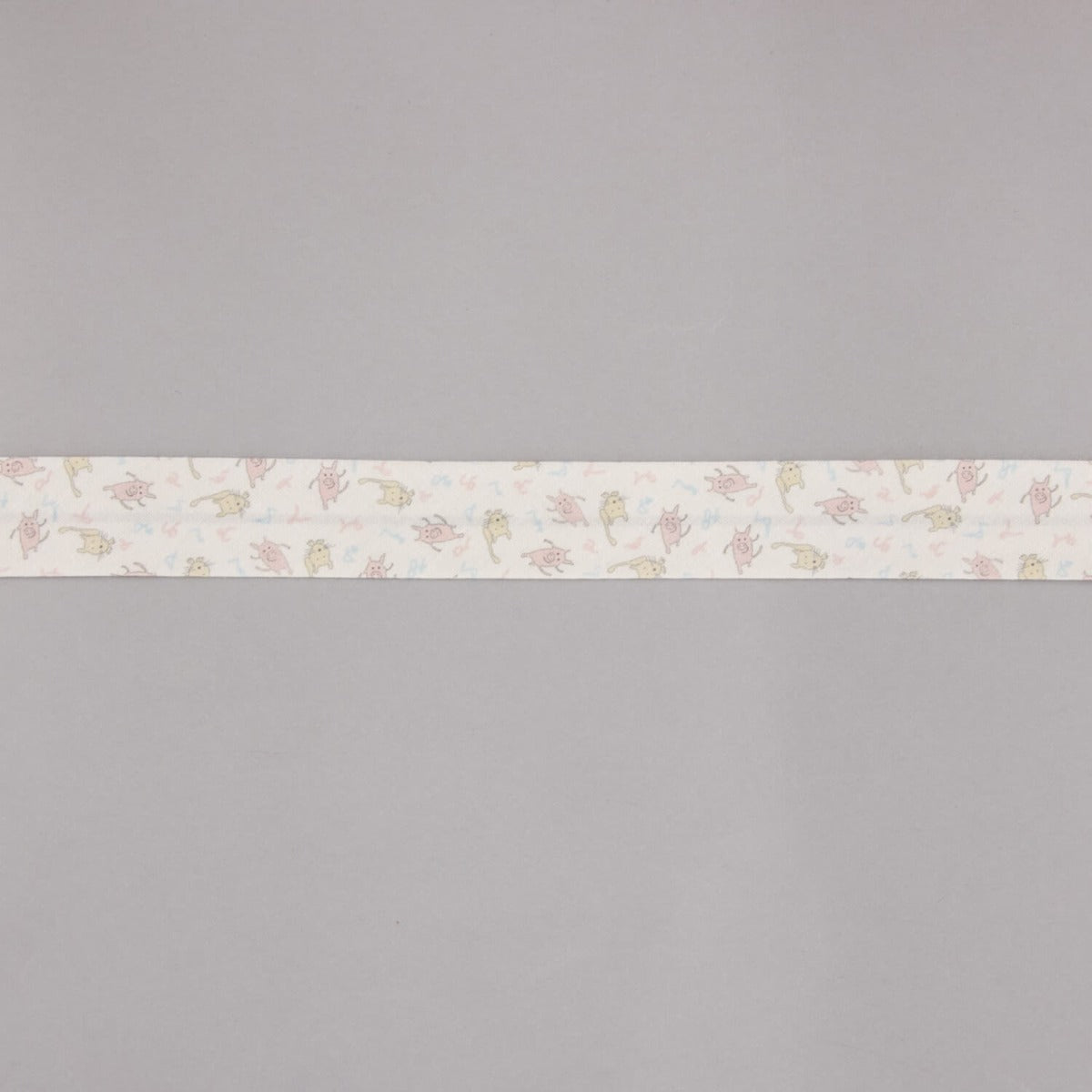 Cinta Bies Cerditos y Gatos Rosa-Crema 18 mm - Ribes y Casals