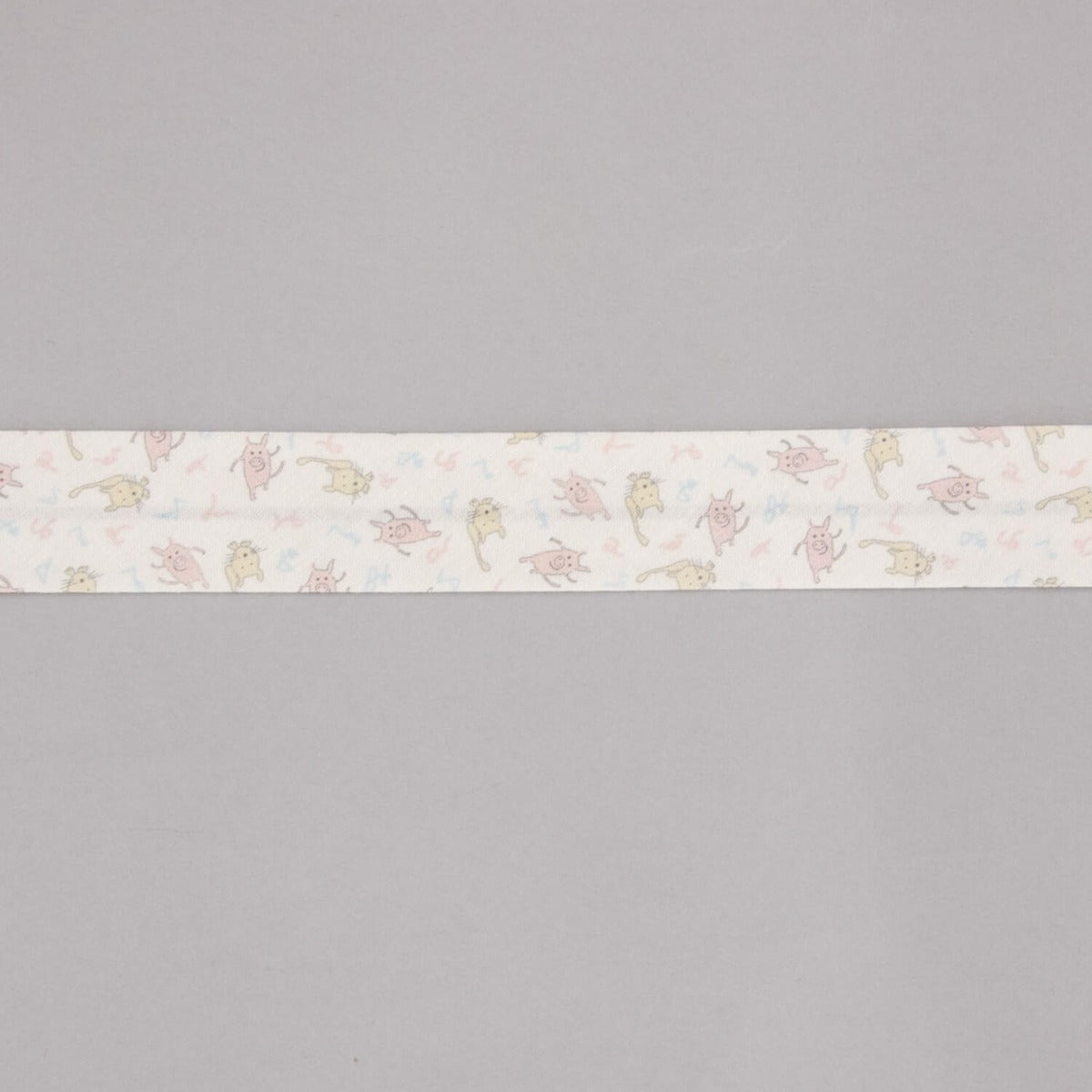 Cinta Bies Cerditos y Gatos Rosa-Crema 30mm - Ribes y Casals