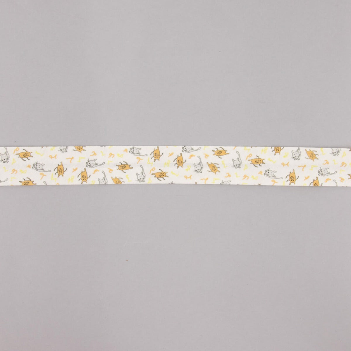 Cinta Bies Cerditos y Gatos Naranja-Gris 18 mm - Ribes y Casals