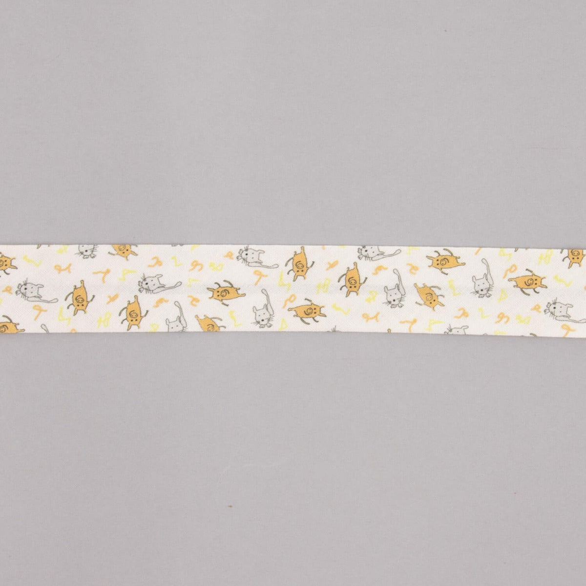 Cinta Bies Cerditos y Gatos Naranja-Gris 30mm - Ribes y Casals