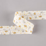 Cinta Bies Cerditos y Gatos Naranja-Gris 30mm - Ribes y Casals