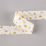 Cinta Bies Cerditos y Gatos Naranja-Gris 30mm - Ribes y Casals