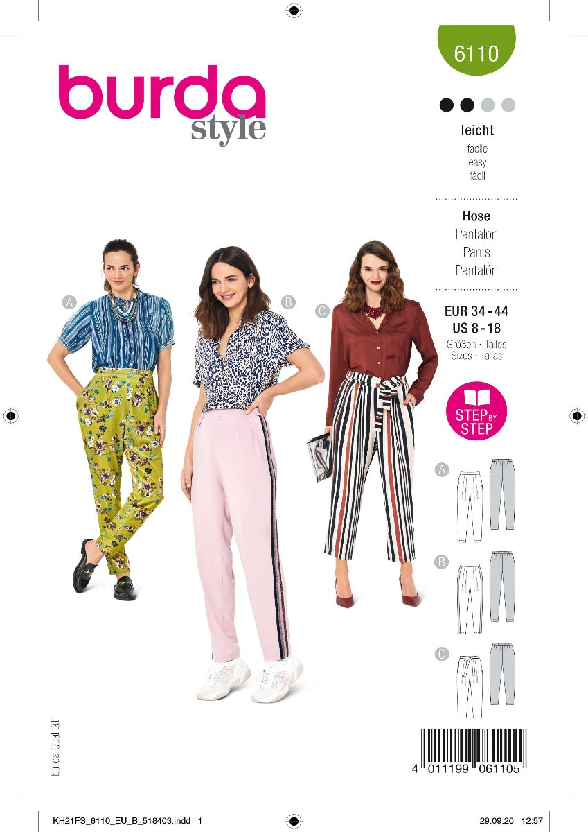 Patrón Burda 6110 Pantalón - Ribes y Casals