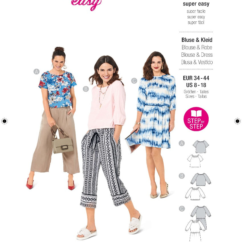 Patrón Burda 6111 Blusas y Vestido - Ribes y Casals