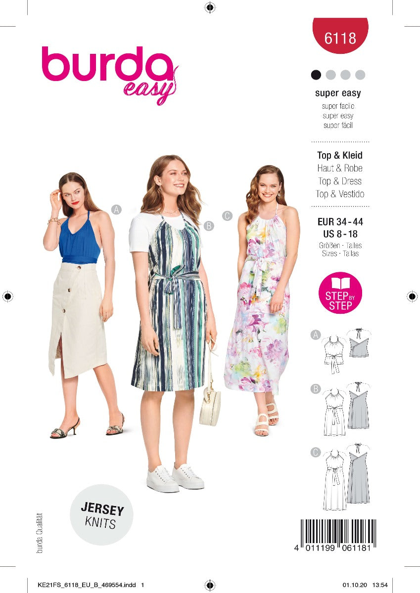 Patrón Burda 6118 Top y Vestido - Ribes y Casals