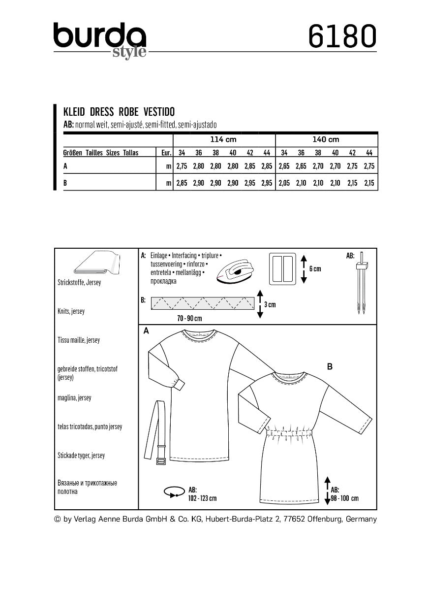 Patrón Burda 6180 Vestido - Ribes y Casals