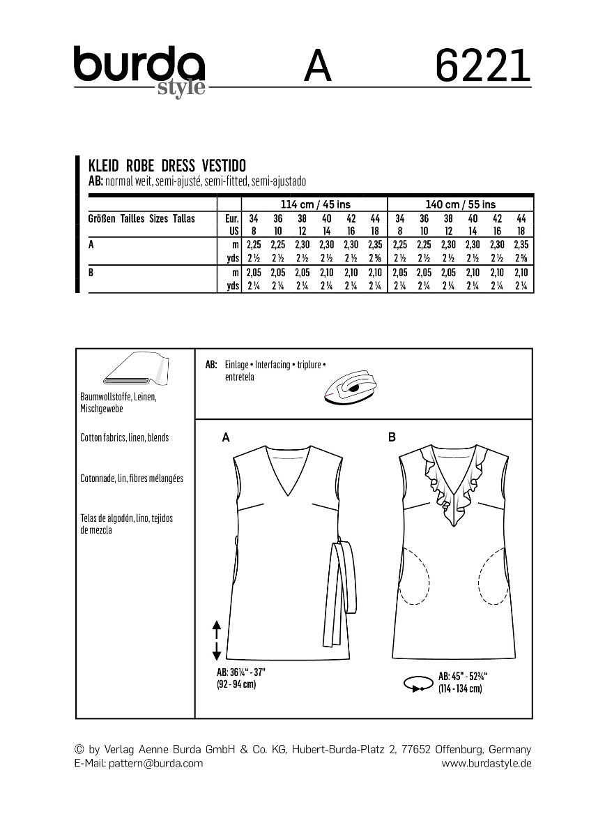 Patrón Burda 6221 Vestido - Ribes y Casals