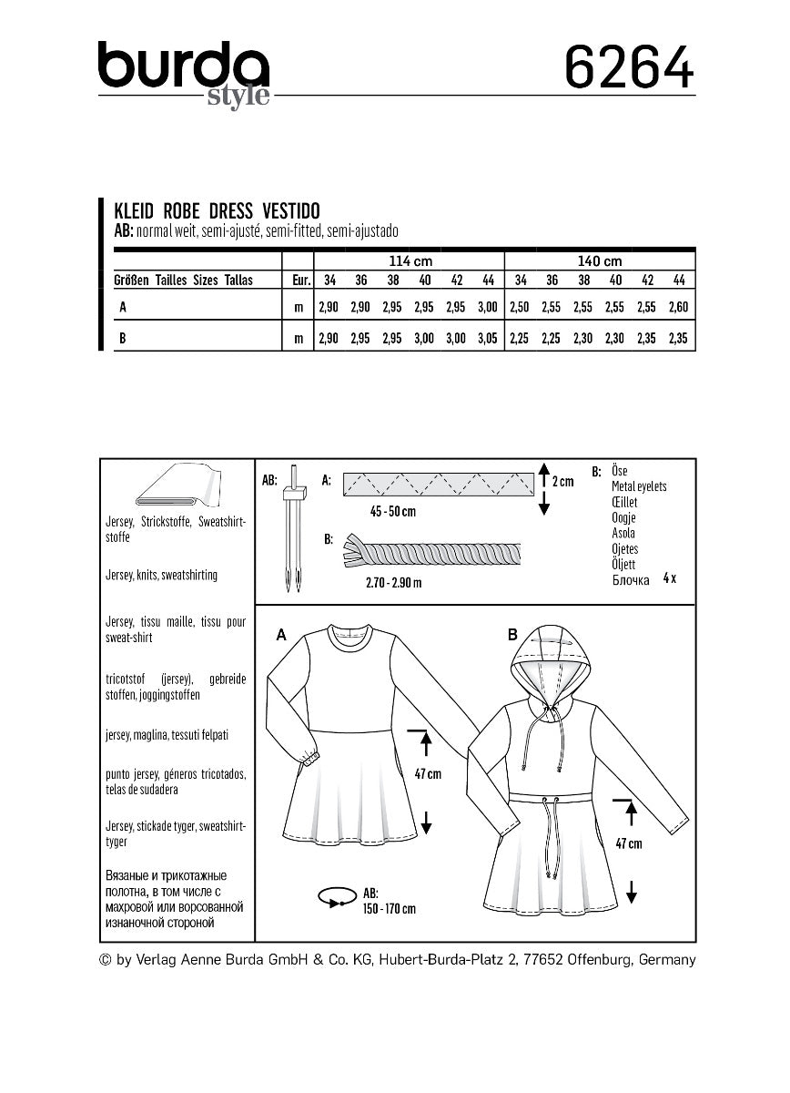 Patrón Burda 6264 Vestido - Ribes y Casals