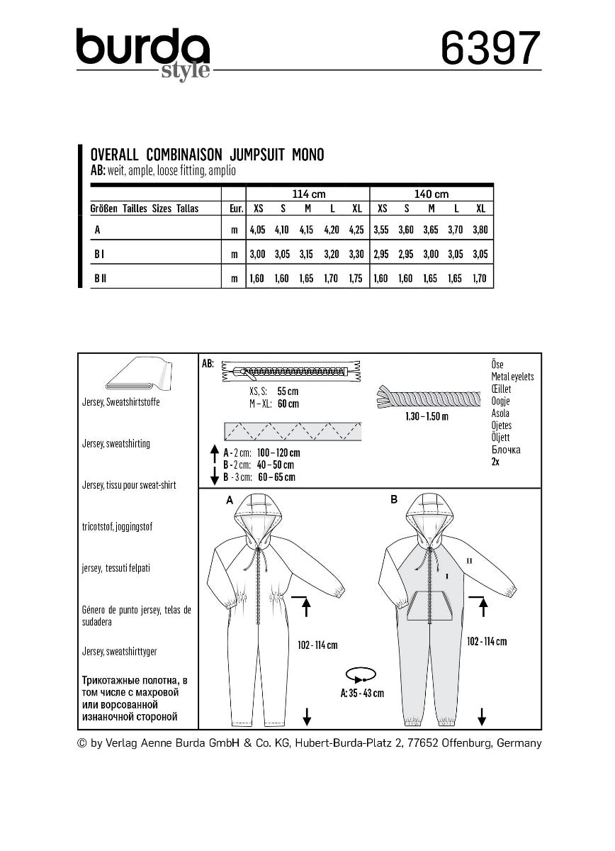 Patrón Burda 6397 Mono - Ribes y Casals