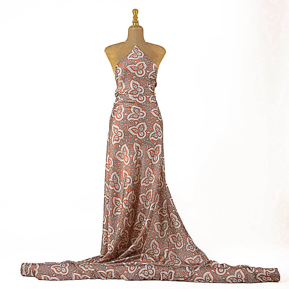 Retal Satén Estampado Romantic Teja 140x140 cm. - Ribes y Casals