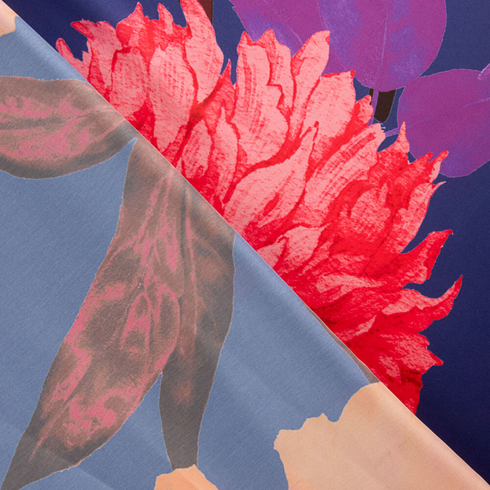 Satén Estampado Maxi Flor Naranja - Ribes y Casals
