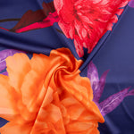 Satén Estampado Maxi Flor Naranja - Ribes y Casals