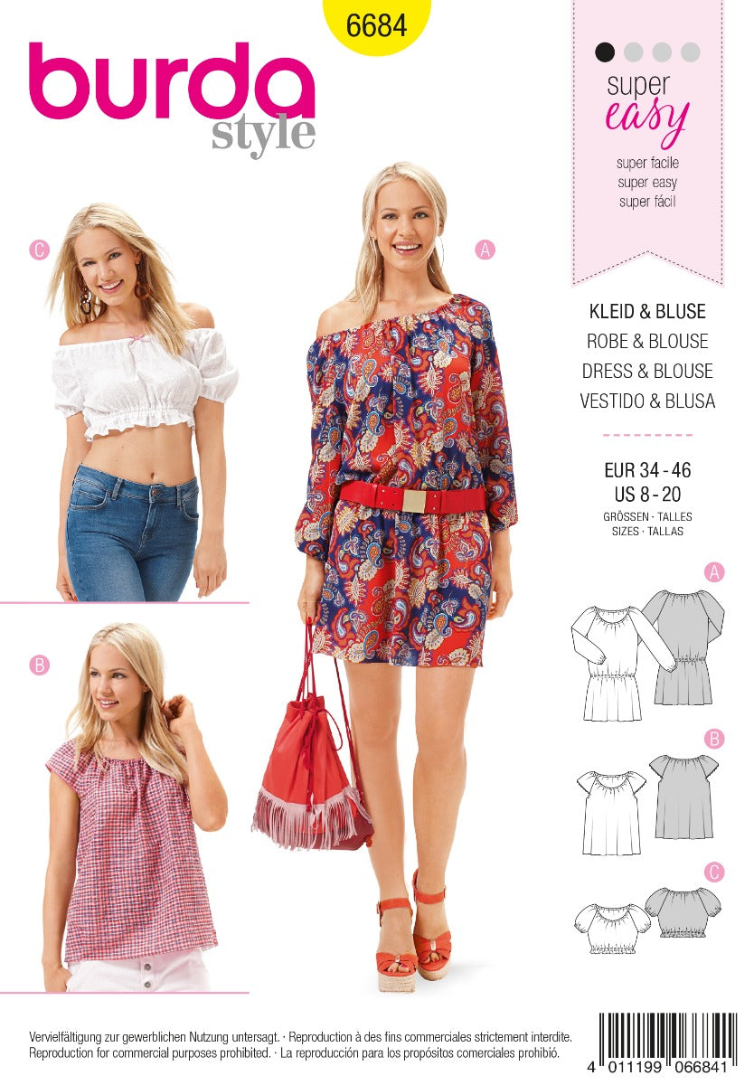 Patrón Burda 6684 Vestido y Blusa - Ribes y Casals