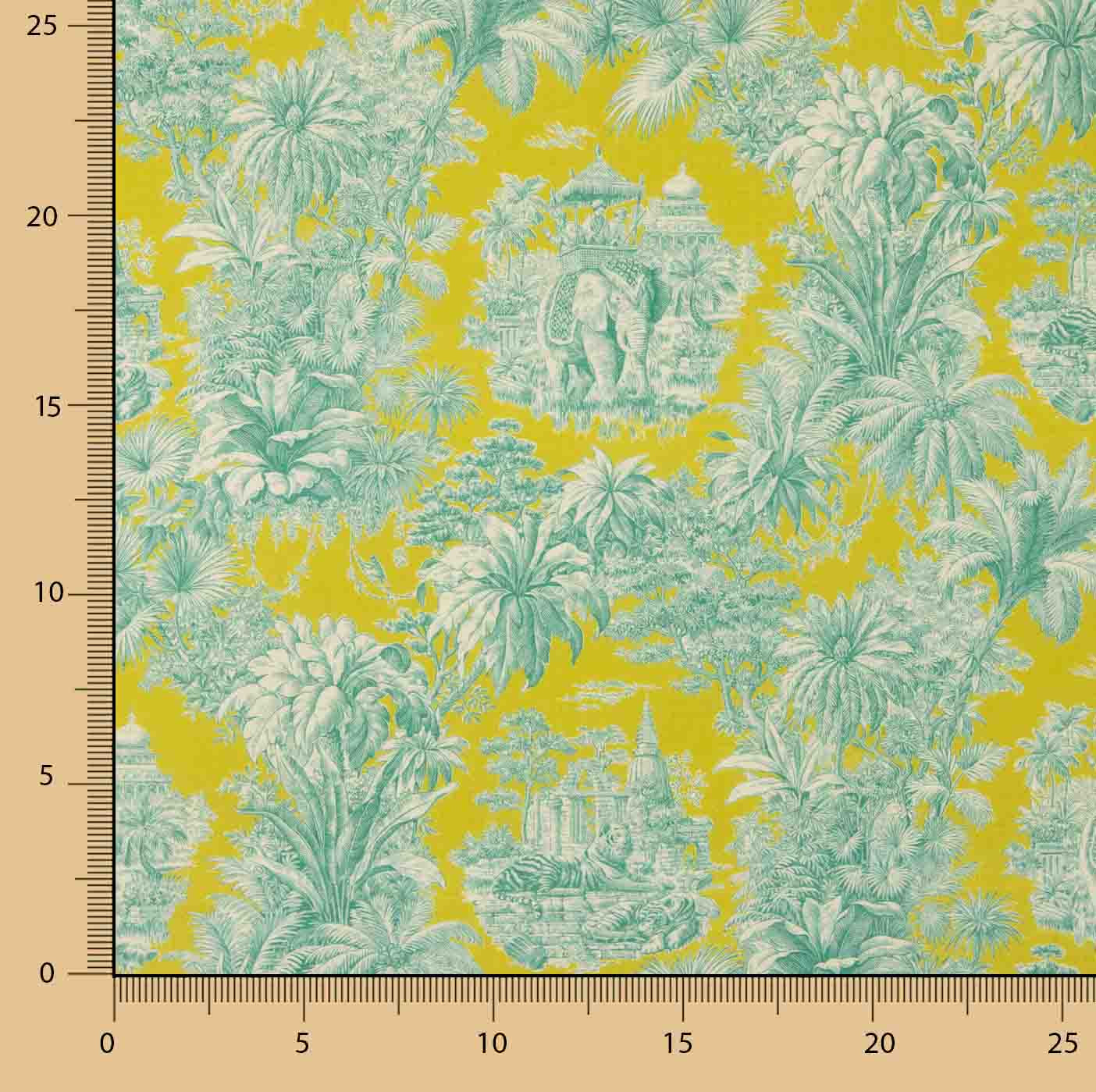 Popelín Algodón Estampado Jungla Exótica Lima - Ribes y Casals