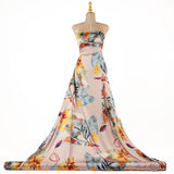 Satén Estampado Flor Óleo Perla - Ribes y Casals