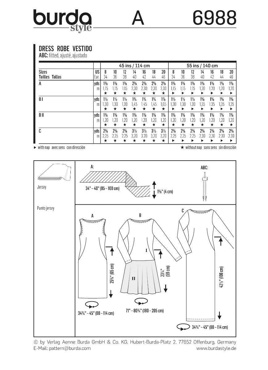 Patrón Burda 6988 Vestido - Ribes y Casals