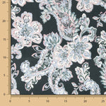 Satén Viscosa Cachemir Floral Azul y Rosa - Ribes y Casals