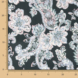 Satén Viscosa Cachemir Floral Azul y Rosa - Ribes y Casals