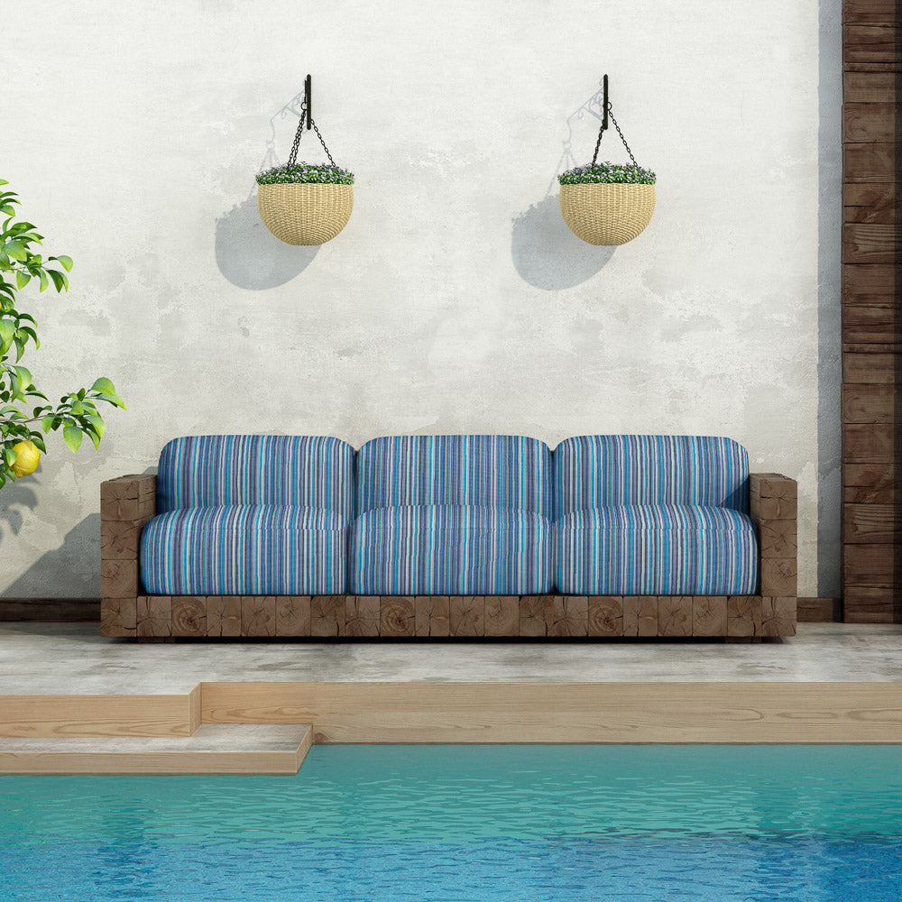 Retal Lona Exterior Teflón Raya Azul Pequeña 55x320 cm - Ribes y Casals