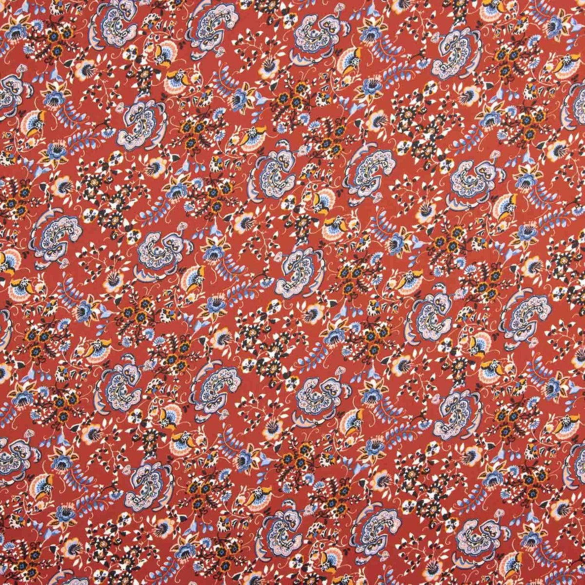 Retal Crepe Satinado Paisley Fuego 140x145 cms - Ribes y Casals