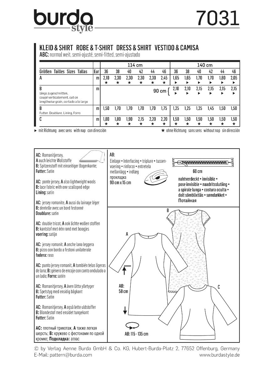 Patrón Burda 7031 Vestido y Top - Ribes y Casals