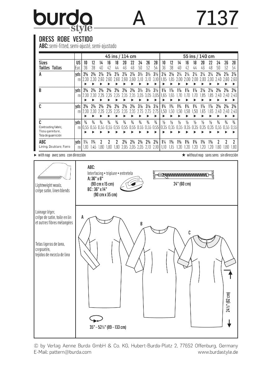 Patrón Burda 7137 Vestido - Ribes y Casals