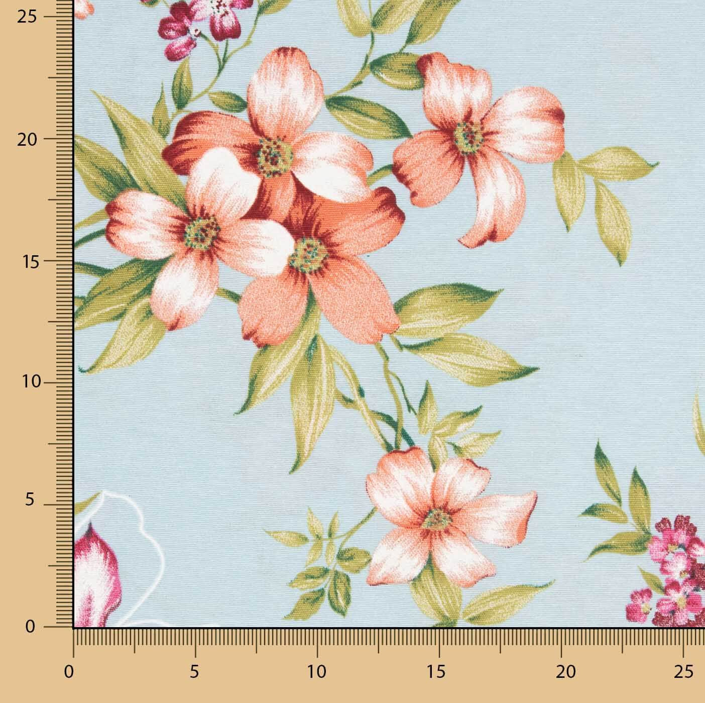 Loneta Floral Romántica Azul Claro - Ribes y Casals