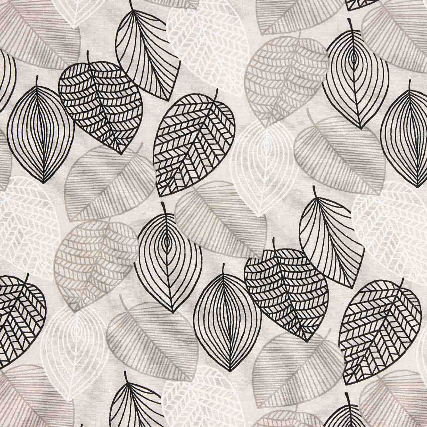 Loneta Hojas Geométricas Negro - Ribes y Casals