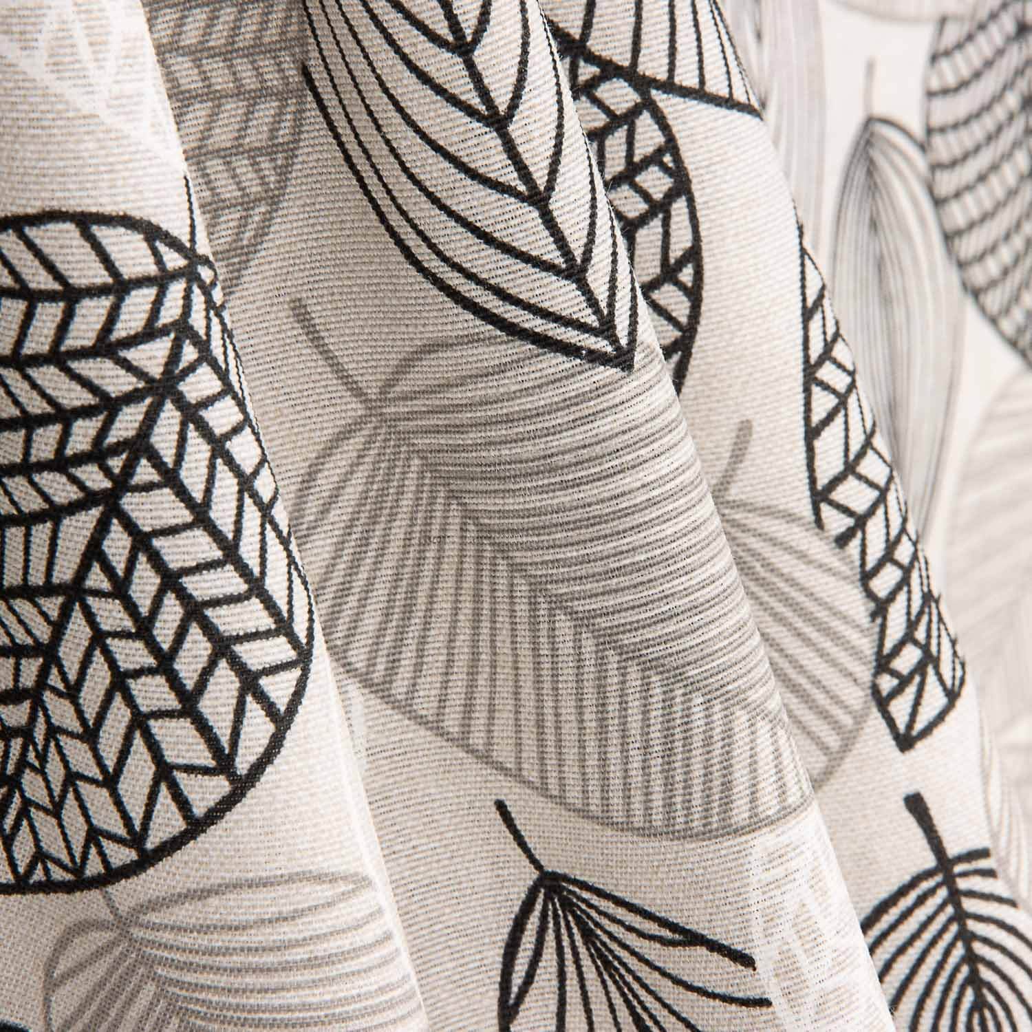 Loneta Hojas Geométricas Negro - Ribes y Casals