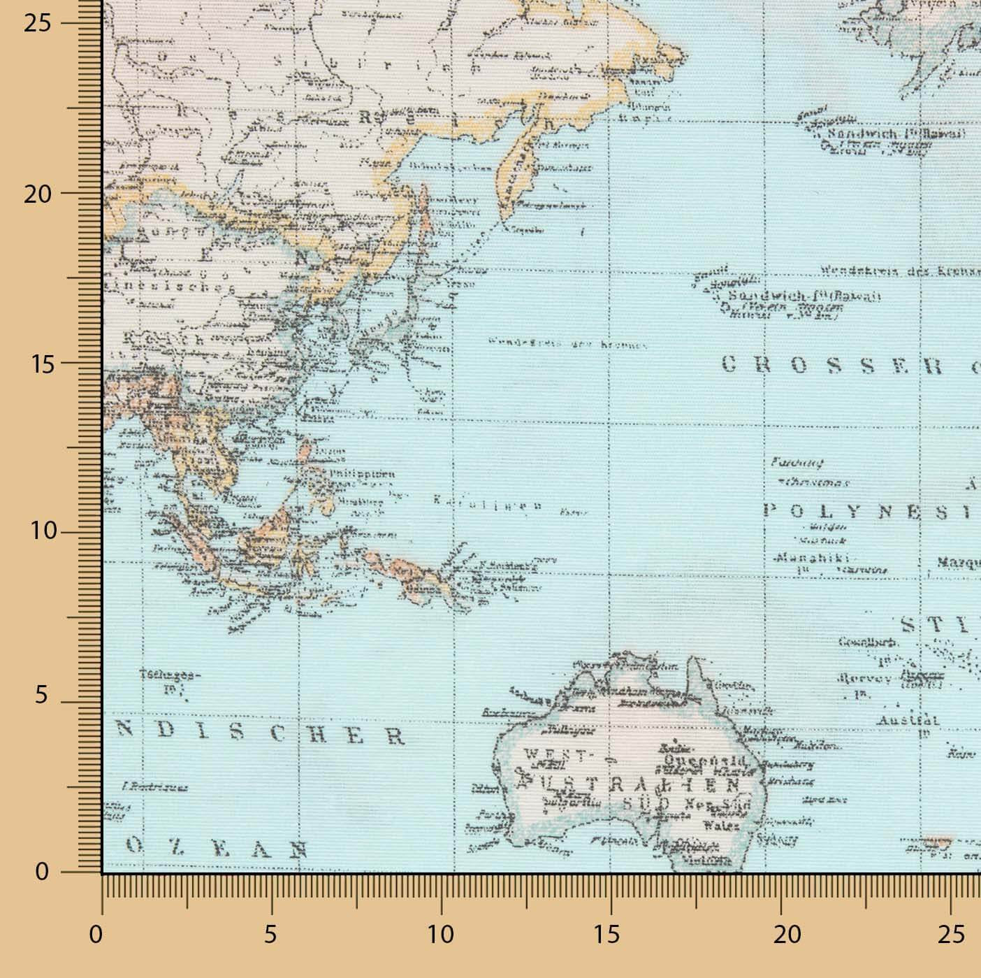 Loneta estampada Mapamundi Vintage - Ribes y Casals