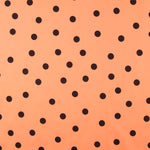 Popelín Spandex Lunares Negro 30mm Mandarina - Ribes y Casals
