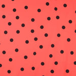 Popelín Spandex Lunares Negro 30mm Coral - Ribes y Casals
