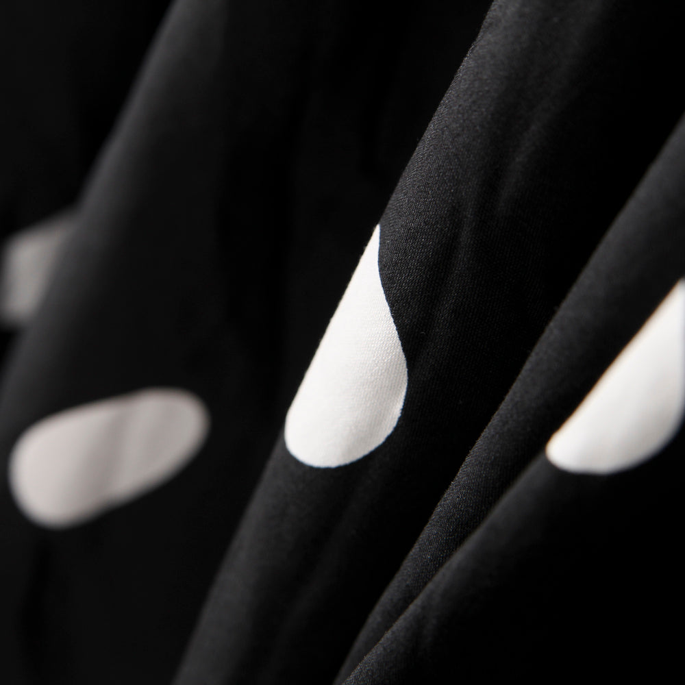 Popelín Spandex Lunares Blanco 30mm Negro - Ribes y Casals