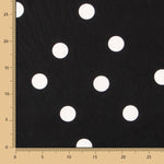 Popelín Spandex Lunares Blanco 30mm Negro - Ribes y Casals