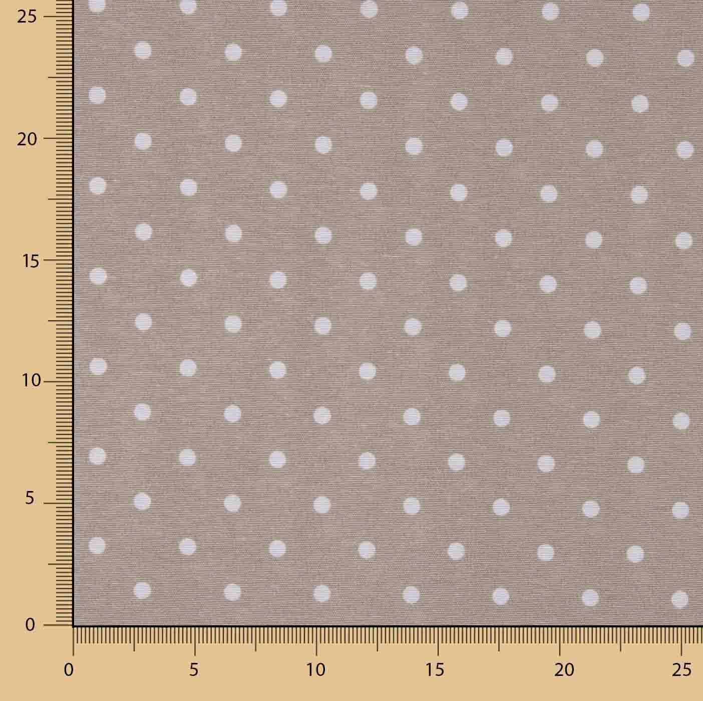 Loneta Estampada Lunares Blancos sobre Beige - Ribes y Casals