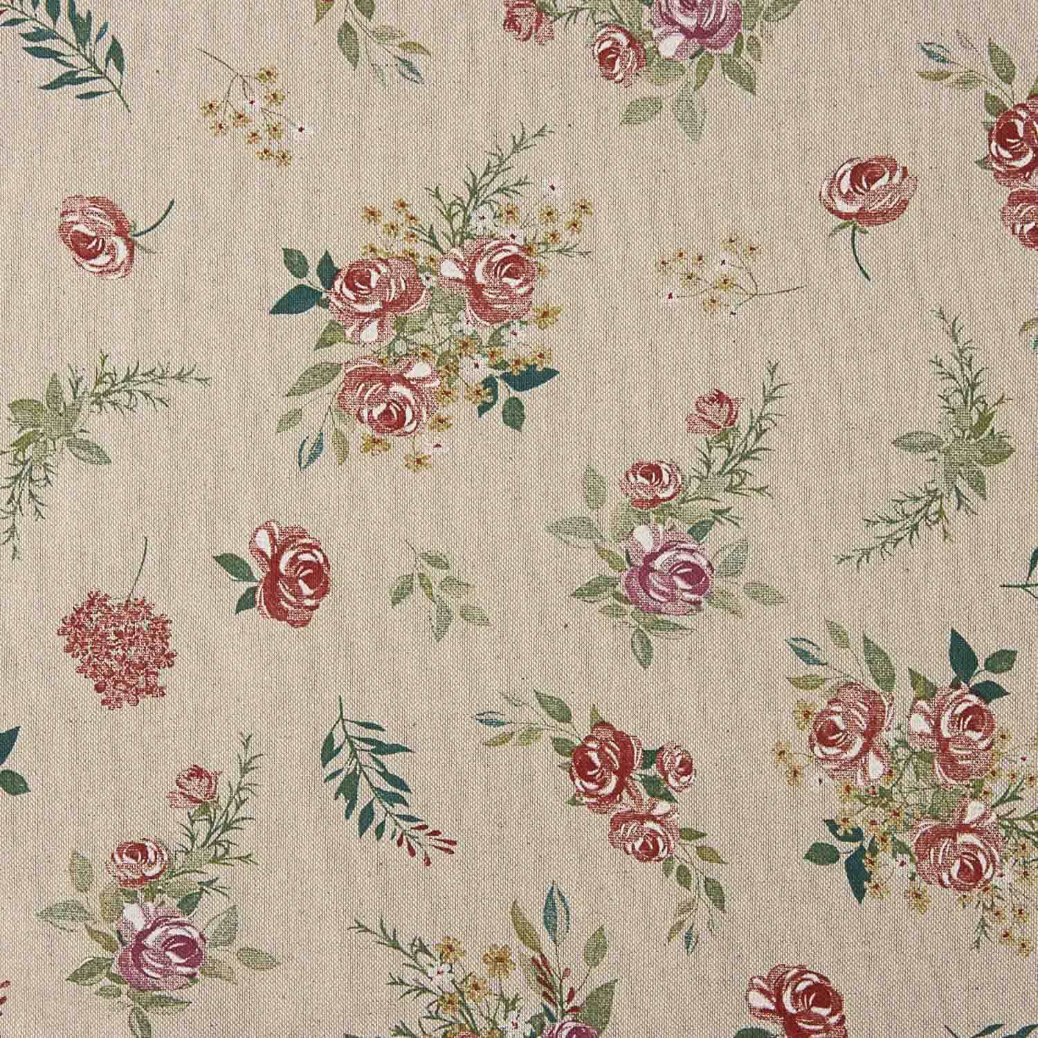 Loneta Estampada Floral Romántica sobre Beige - Ribes y Casals