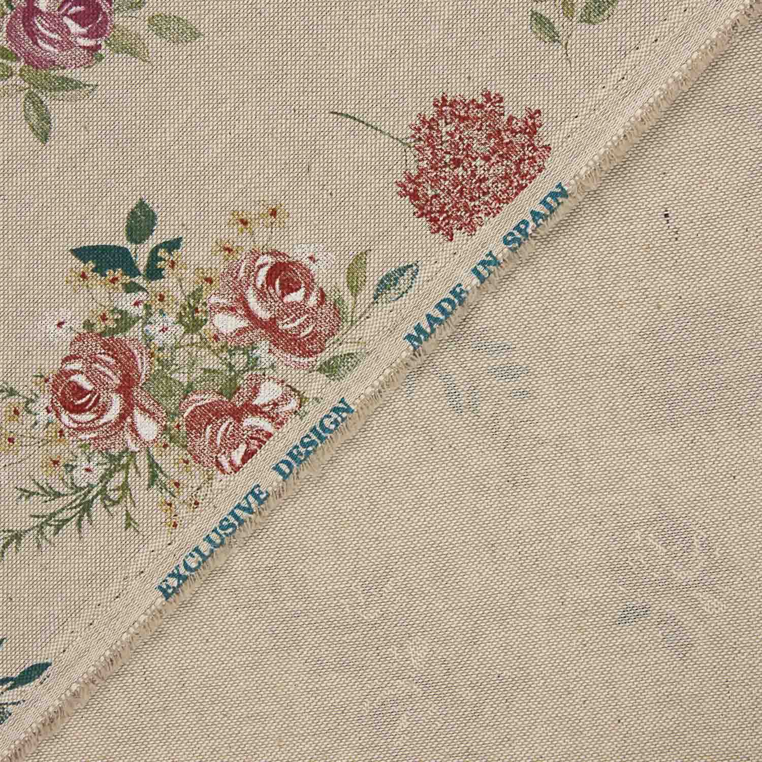 Loneta Estampada Floral Romántica sobre Beige - Ribes y Casals
