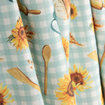 Loneta Panamá Estampada Vichy con Girasoles y Motivos de Cocina - Ribes y Casals
