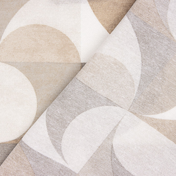 Loneta Estampada Geométrica Curvas Beige - Ribes y Casals