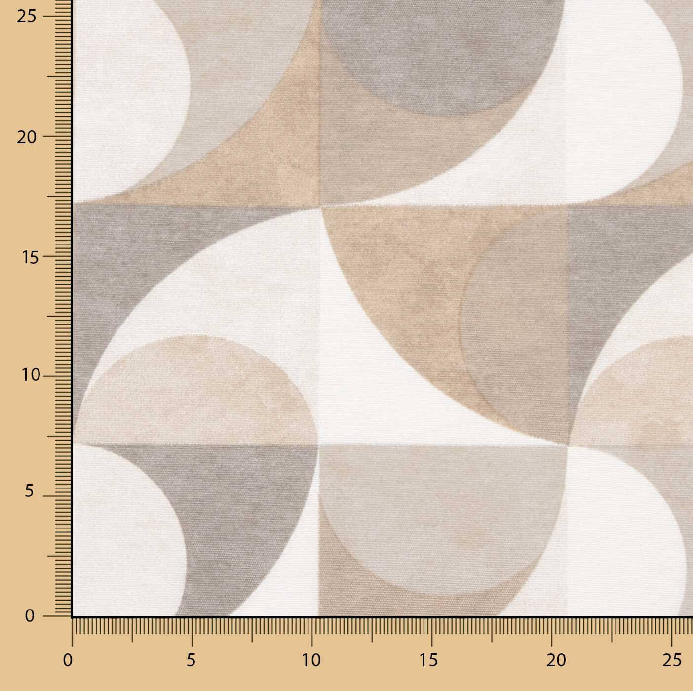 Loneta Estampada Geométrica Curvas Beige - Ribes y Casals