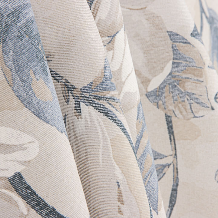 Loneta Estampada Flores Acuarela Azul y Beige - Ribes y Casals