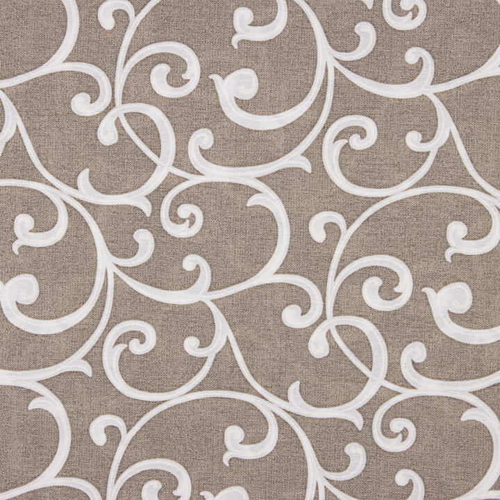 Loneta Estampada Ramas Ornamentales Beige y Blanco - Ribes y Casals