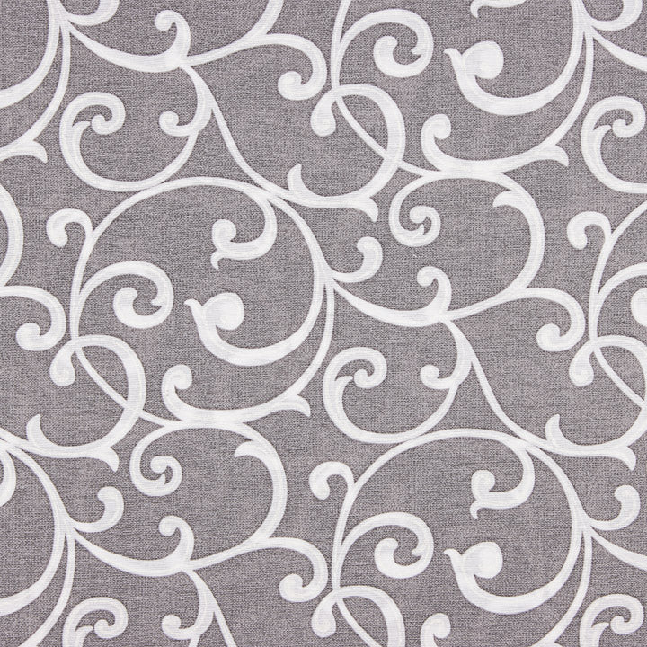 Loneta Estampada Ramas Ornamentales Gris y Blanco - Ribes y Casals